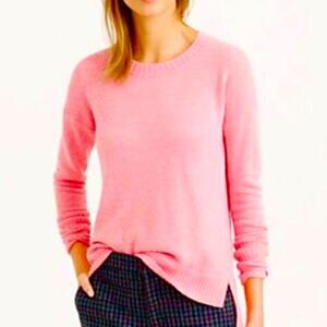 J CREW Womens Sweater Hi Lo Hem Wool Pink Heather Sorbet Supersoft Yarn sz XXS